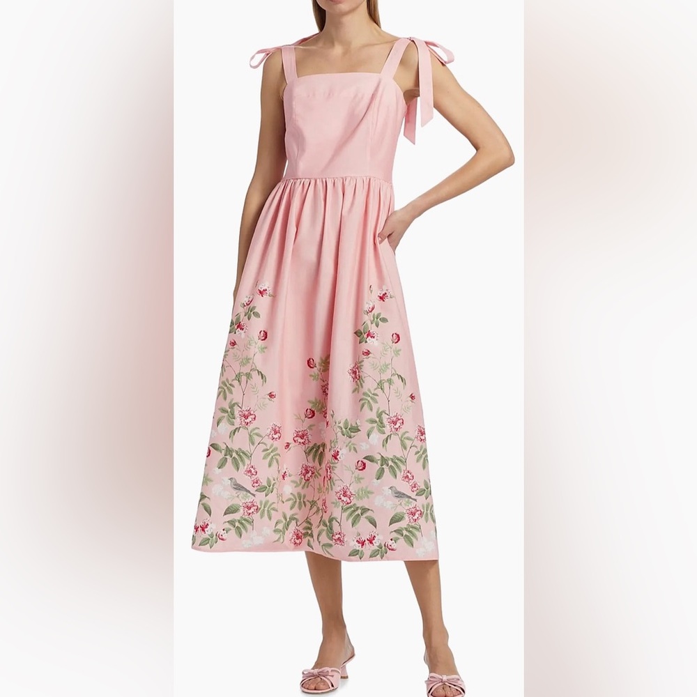 Joie Sleeveless “If Only” Studio Floral Cotton Midi Sundress Pretty in Pink ZB6